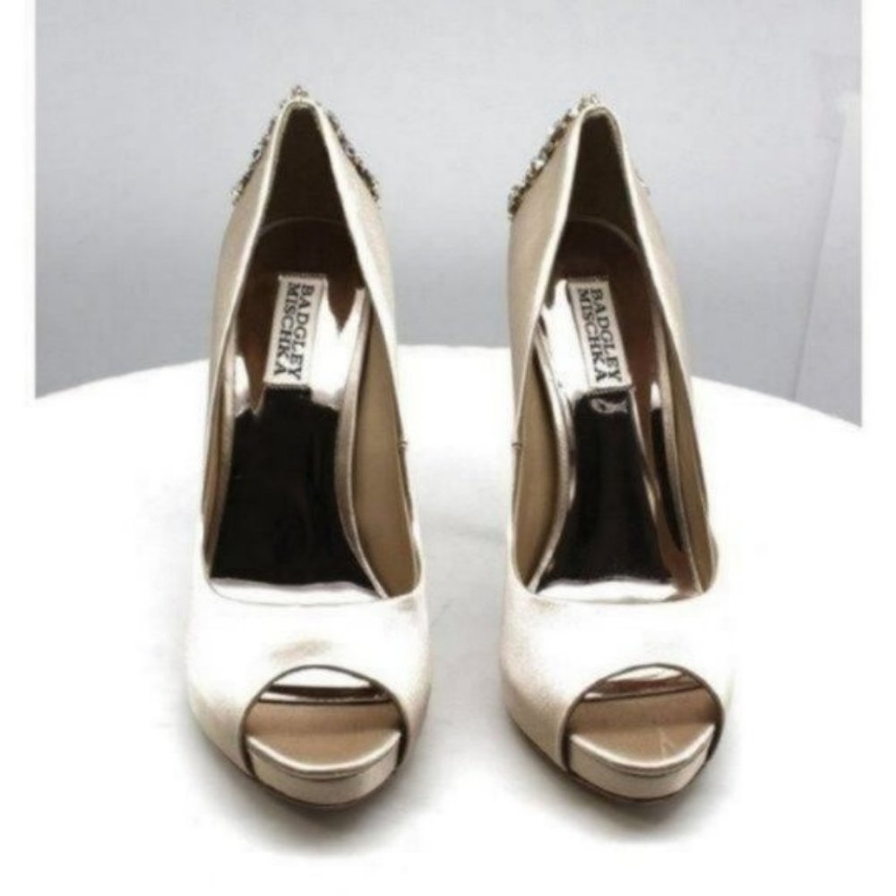 Badgley Mischka Kiara Embellished Peep-Toe Evening Pumps(size 8.5) - Picture 2 of 5